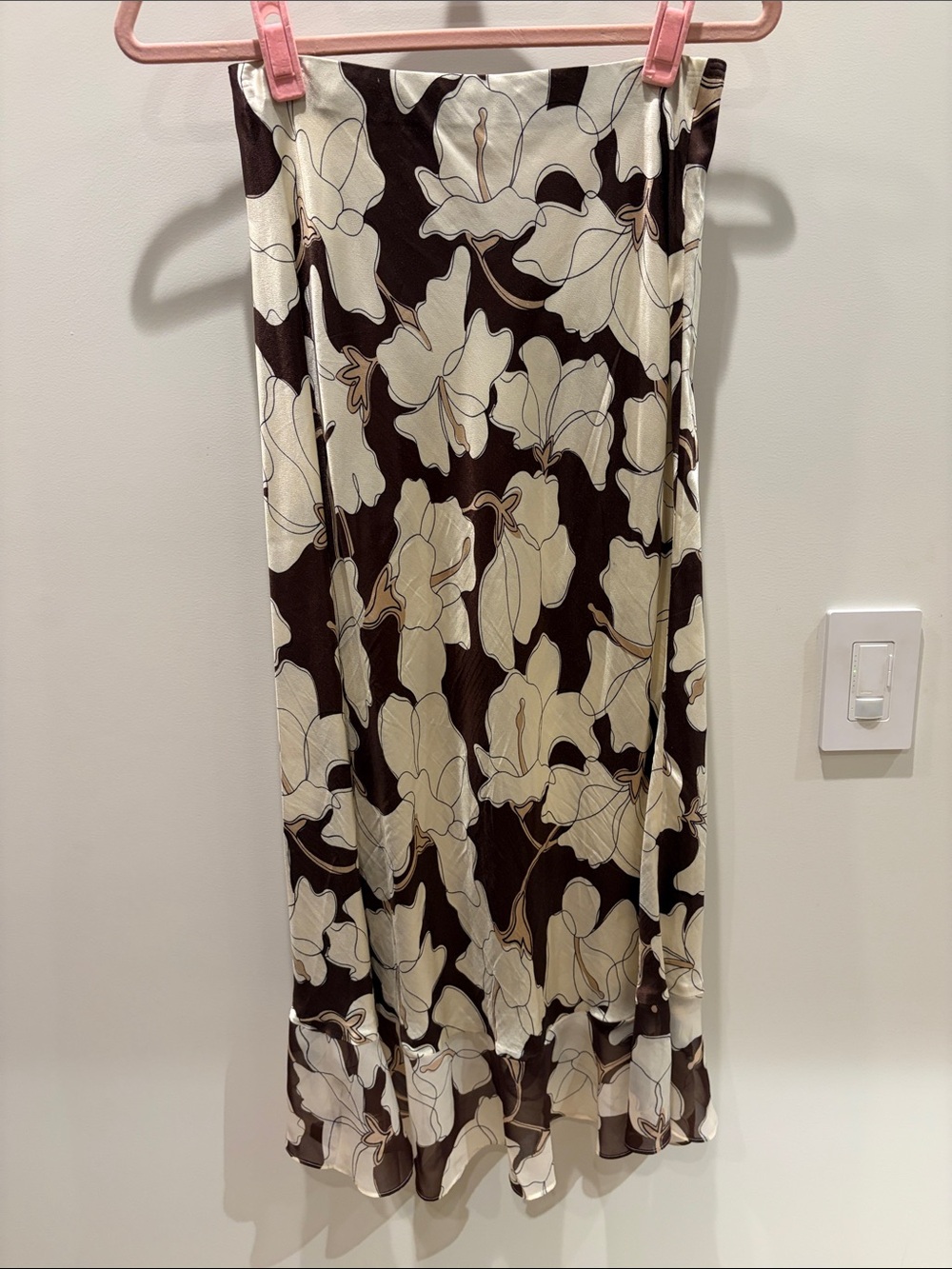 Rails Cream and Brown Floral Satin Maxi Skirt - Picture 2 of 3